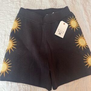 Billabong Women's Black Shorts with Gold Sun Design